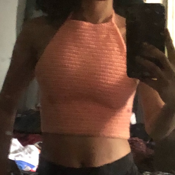 Peach Knitted Crop top - Picture 1 of 2